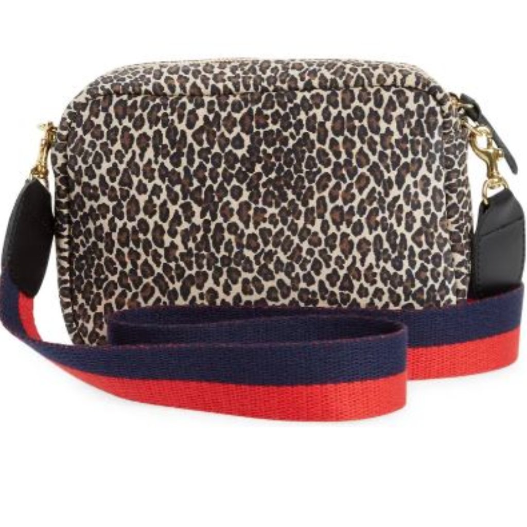 Midi Sac Leopard Print Leather Crossbody Bag